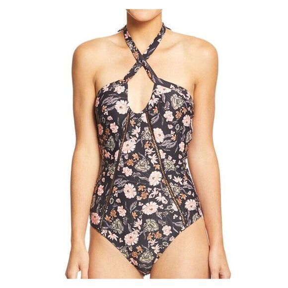 NWOT O'Neill Swimsuit X-small Colleen Floral Deep V-Neck Cheeky One Piece Xs - Picture 2 of 9